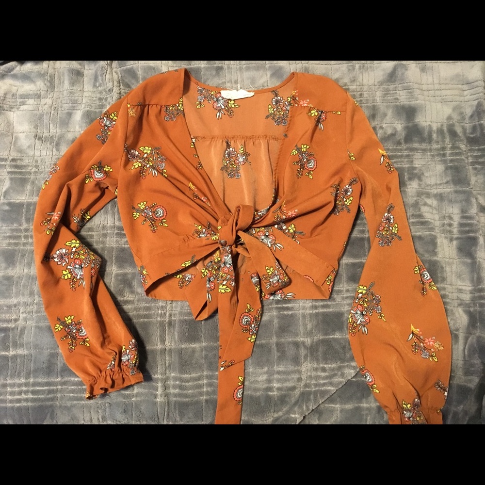 Long sleeve crop top shirt